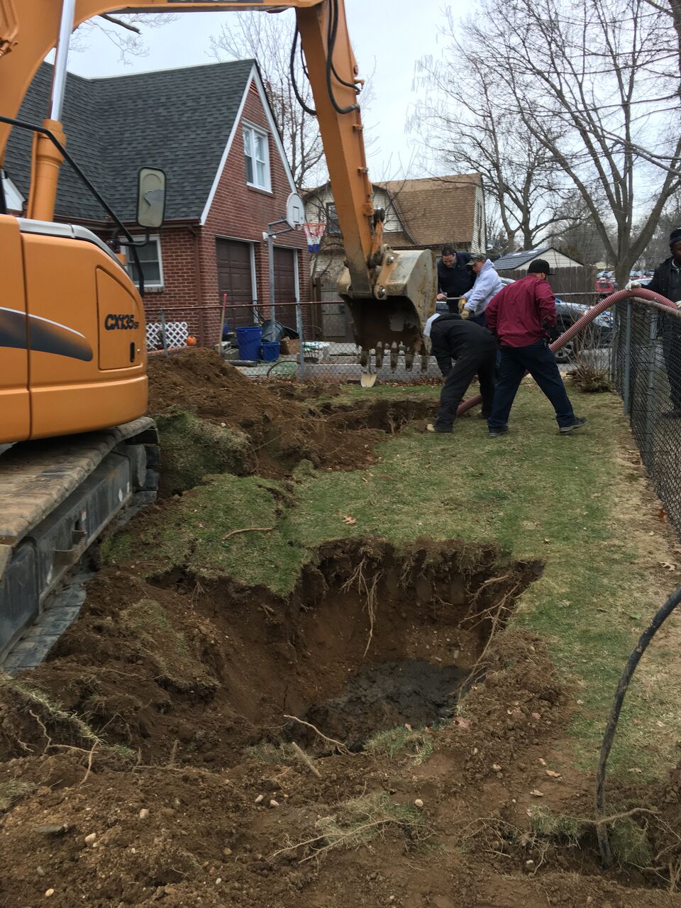 Backhoe digging